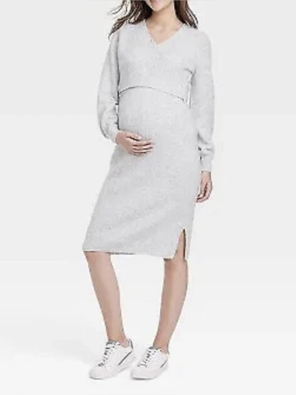 Women’s Isabel & Ingrid Wrap Maternity Sweater Dress Gray XS Retail $40 NEW!